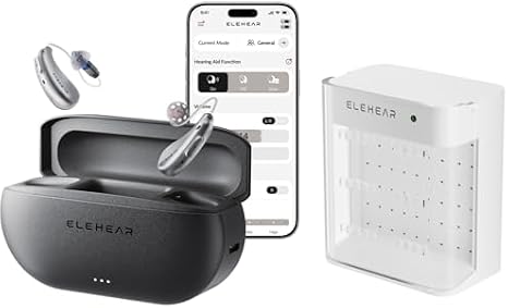 ELEHEAR-Beyond OTC Hearing Aids with Dry Box, Hearing Aids for Seniors and Adults with AI Powered Speech Enhancement, Superior Sound Quality, Bluetooth Enabled & App Control