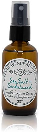 Seventh Avenue Apothecary Fragrant Room Spray - Sea Salt + Sandalwood - Amber Glass Bottle with Fine Mist Sprayer - Hand Poured in The USA