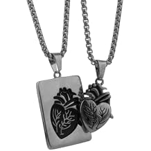 Matching Necklace for Couples,Heart Shape Goth Friendship Couples Necklace for Him and Her