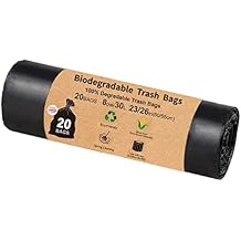 Portable Toilet Bags for Camping, 20 Count, 8 Gallon, Compostable, Black, 20 Bags per Roll