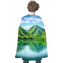 Halloween Green Hills And Water Cloak Reversible Cape Costume for Masquerade Halloween Cosplay Birthday Party Decoration