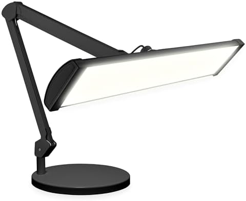 Neatfi 3,500 Lumens LED Desk Lamp 45W Dimmable Task Light | 3 Light Modes | 540 SMD LEDs | Touch Control | 26-Inch Wide Metal Shade | Reading, Craft, Workbench & Office CCT with Base, Black