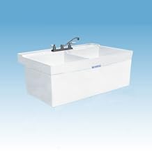 Mustee 26W Composite 2-Basin Wall Mount Tub Utility Sink with Drain in White