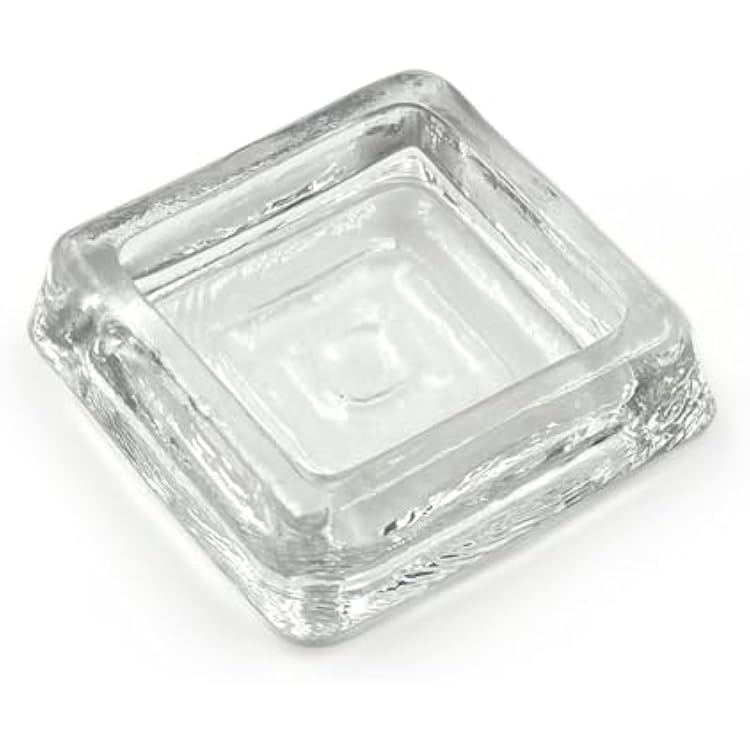 Set of 4 Clear Glass Furniture Coasters 2 12 x 2 12 Square Handcrafted Caster Cups for Chairs, Tables, Sofas Durable Floor Protectors for Hardwood, Tile, Carpet, Slate - Furniture Cups by A29