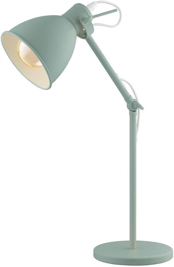 EGLO 49097A Priddy 17 inch Desk Lamp Plug-in Lighting for Living Room, Bedroom, Dorm, and Office, Pastel Light Green