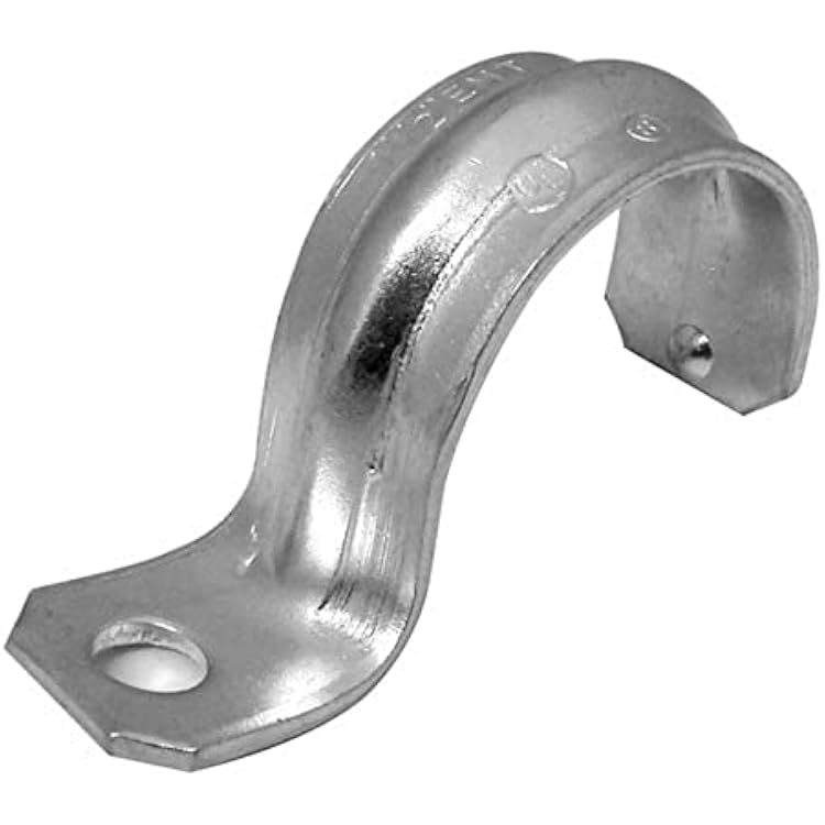 Morris Products EMT Pipe Strap 1 Hole 1-14 Inch - Secures EMT Conduit - Zinc-Plated Steel - Reinforced Rib, Hole Snap-On Installation - 50 Pack