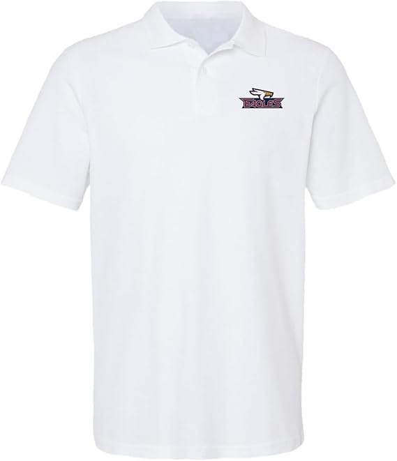 Official NCAA Men's 100% Cotton Knit Polo Short Sleeve Shirt Primary Logo Collection, White
