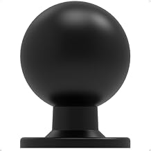 trust4care 4-Pack Matt Black 1-1/3" Cabinet Knobs with Wide Backplate Large Ball Knobs for Bi-fold Closet Door, Kitchen Cabinets, and Dresser Drawers Tall Heavy Duty Furniture Pulls