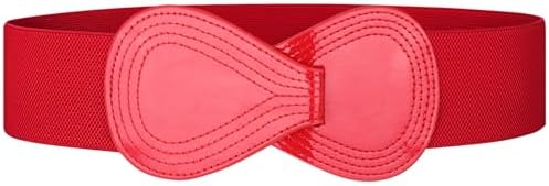 TRIWORKS Vintage Women Wide Elastic Belt Ladies Stretchy Dress Belt Fashion 8-shaped Buckle Coats Waist Belt