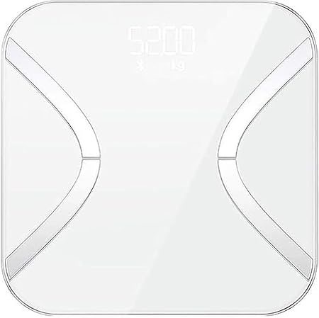 Body Fat Scale Smart BMI Scale Digital Bathroom Wireless Weight Scale, Body Composition Analyzer with Smartphone App sync, 300 lbs - White