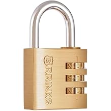 BRINKS - 40mm Solid Brass 3-Dial Resettable Padlock - Chrome Plated with Hardened Steel Shackle