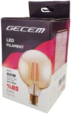 6W G95 Rustik Led Filamentli Ampul Sarı Işık 660 Lümen 2li paket [Enerji Sınıfı A]