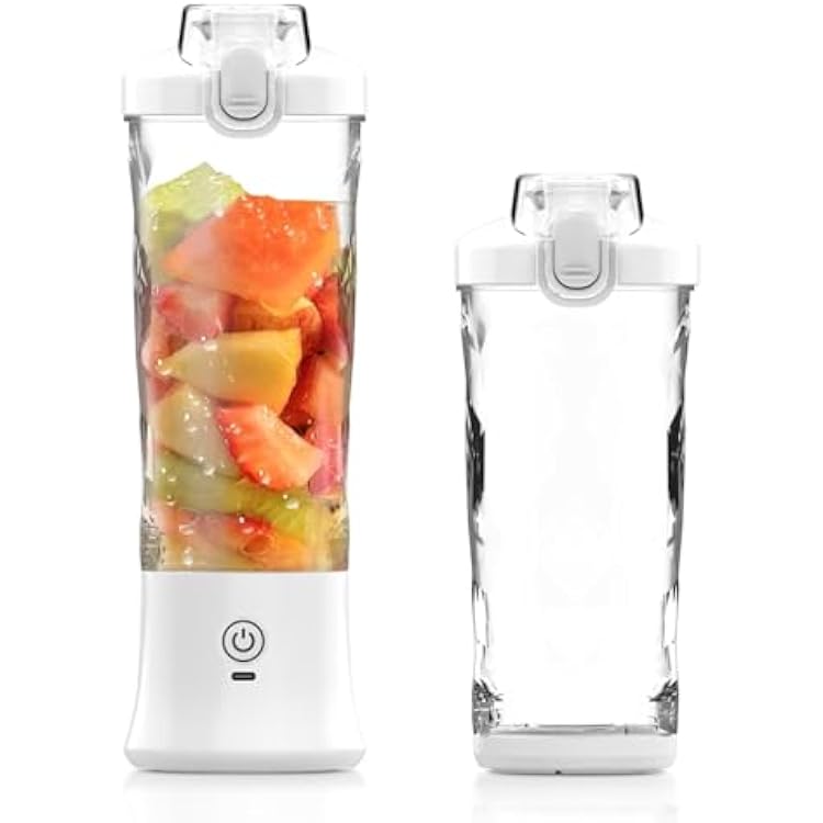 Portable Blender, Personal Blender for Shakes and Smoothies USB Rechargeable, Mini Juicer Cup with 6 Blades and Lid, Self Cleaning 23oz Single Serve Blenders for Travel, Home, Office, Camping