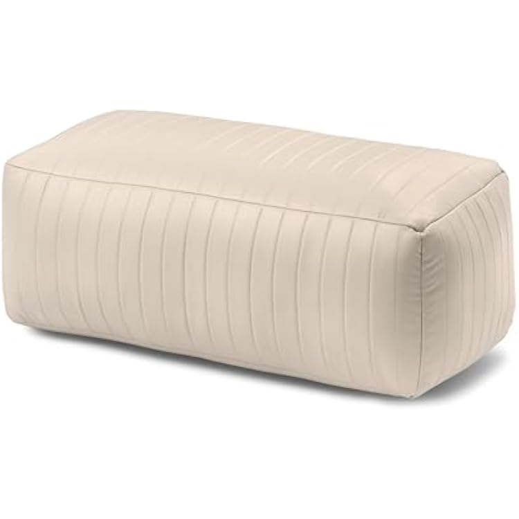 Anji Mountain 100% Handmade & Handcrafted Comfortable Home Decor Bench Pouf Ottoman Footrest for Living Room, Bedroom, Nursery, Kidsroom, Patio Furniture - 42 x 22 x 17 - Cream