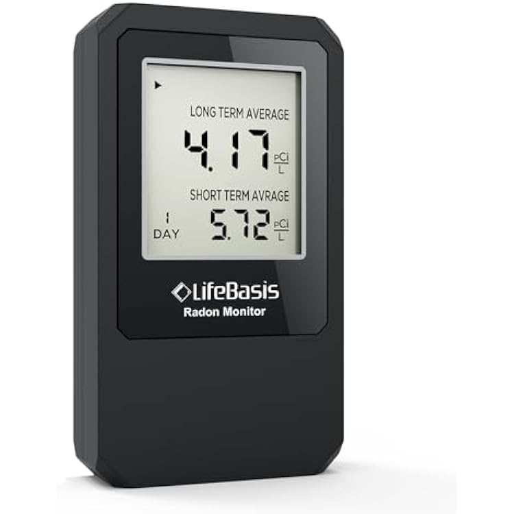 Life Basis Home Radon Detector, Portable Radon Tester for Home with Long and Short Term Radon Monitoring 0-500 pCiL Range Battery Operated Including Battery