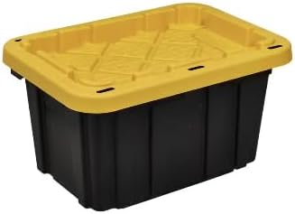 Heavy-Duty 7-Gallon Tough Storage Tote in Black with Yellow Lid UW83540