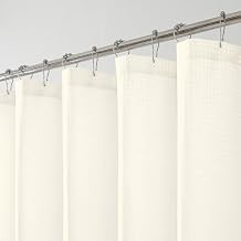 OWENIE Cream Shower Curtain, Waffle Weave Heavy Fabric Shower Curtain for Bathroom, Waterproof Thick 420G/M Textured Soft Elegant Luxury Hotel Spa Bath Curtains, Machine Washable, Cream, 72W x 72L