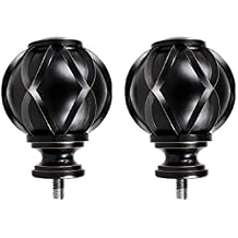 HOTOZON Black Replacement Finials for 3/4 and 5/8 Inch Diameter Curtain Rods, Samll Decorative Drapery Rod Finials, Set of 2 ...