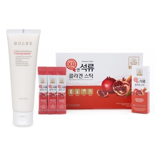 Korean Inner Beauty Care Soultion- OHAVE Mild Cleanser 125ml & Beakje Collagen Jelly Stick 30 Counts