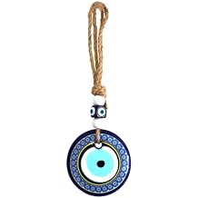 Glass Blue Evil Eye Door Hanging, Evil Eye Hanging Decor for Home,Turkish Nazar Amulet Evil Eye Wall Protection and Blessing Decor