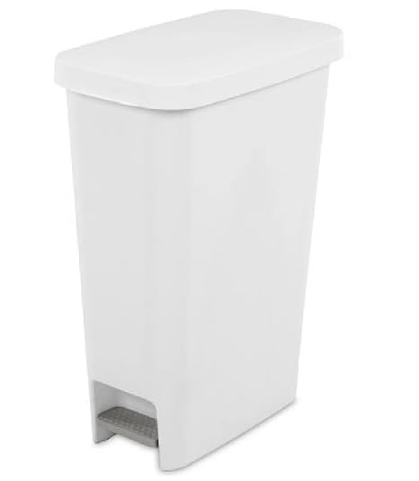 Sterilite 10588004 Slim Stepon Wastebasket, White, 11 Gallon