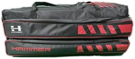 Hammer HEL 156 Wheelie Cricket Kit Bag | 252L Large Capacity | Heavy-Duty Duffle Tractor Wheels | PVC Corner Protection | Adult Cricket Gear Bag (Black & Red)