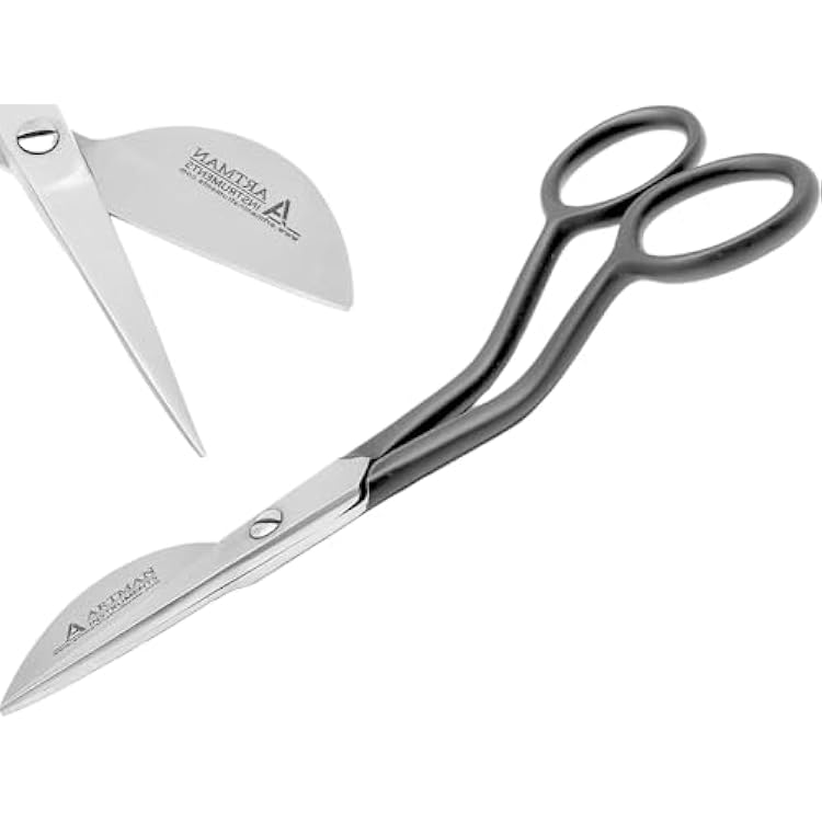 Applique Pelican Duckbill Blade - Double Bent Curved Offset Handle Scissors for Embroidery, Fabric, Arts & Craft by Artman Instruments 4.5 Inch