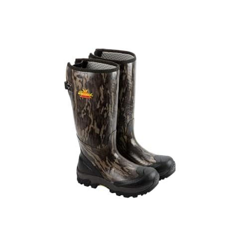 Thorogood Infinity FD 17 Waterproof Rubber Hunting Boots for Men - Mossy Oak Bottomland Camo Neoprene with Moisture-Wicking Lining and Self-Cleaning Traction Outsole