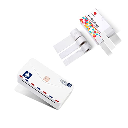 Phomemo M04AS Mini Printer with 1525mm WhiteTransparentsemi-Transparent Adhesive Paper Bundle