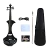 Electric Violin 44 Full Size Solid Wood Ebony Fittings Violin with Violin Case & Violin Bow 4 String Black Big Jack