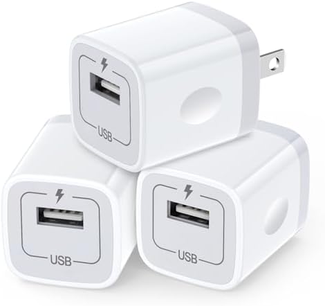 USB Plug Wall Adapter for iPhone,1A5V Single Port Phone Wall Charger Block Charging Cube Box Brick 3 Pack for iPhone 17e15 Pro Max14131211,Samsung Galaxy S24S23S22S21S20S26,Google Pixel 10a