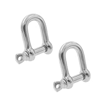 D Shape Shackles,304 Stainless Steel d Ring Shackles,TTZEZE U Shape Key Rings,Mini Shackles,Silver Screw Shackles,Key Ring Shackles M10 2PCS