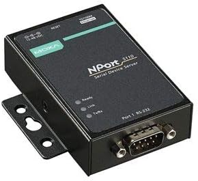 MOXA NPort 5110-T - 1 Port Serial Device Server, 10/100 Ethernet, RS232, DB9 Male,40 to 75C Operating Temperature- Without Power Adapter