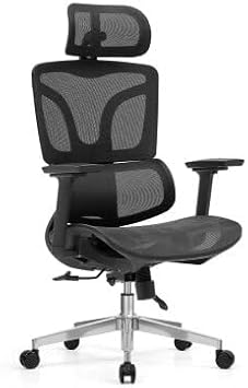 Atom Ofis Lilium Mesh Yönetici Çalışma Koltuğu, Ayarlanabilir Bel Desteği, 3D Kolçak, File Sırt ve Oturak, Metal Ayak, Siyah, 74x52x52 cm, 16.5 kg