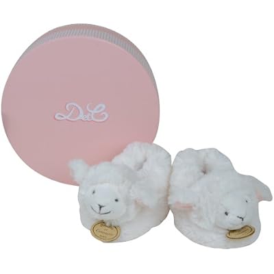 Doudou et Compagnie Lamb Booties with Rattle Pink