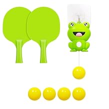 Hanging Table Tennis Trainer Starter Kit, Portable Ping Pong Paddle Set for Kids with Racket and Balls, Parent-Child Door Pong Game Exerciser for Outdoor & Indoor Games