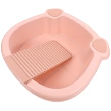 ERINGOGO Pink Cleaner Washboard Laundry Tub Soaking Foot Basin Clothes Washing Sink Handwashing Basin Laundry Tub Hair Washing Sink Compact Space-saving