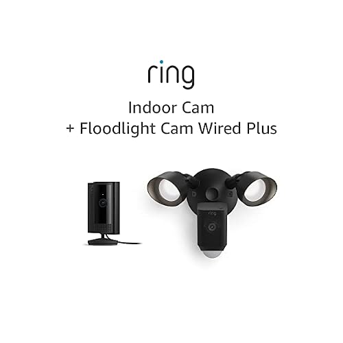 Ring Floodlight Cam Wired Plus with All-new Ring Indoor Cam, Black