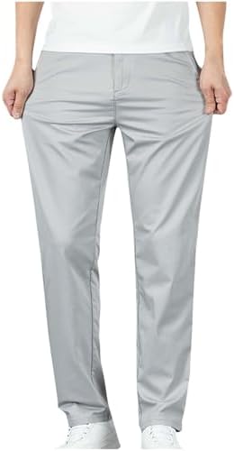 Mens Golf Pants Stretch Work Dress Pants Straight Tube Ice Silk Quick Dry Lightweight Casual Comfy Trousers with Pockets