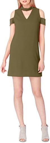 TAHARI Women's Cold Shoulder Neck Crepe Dress