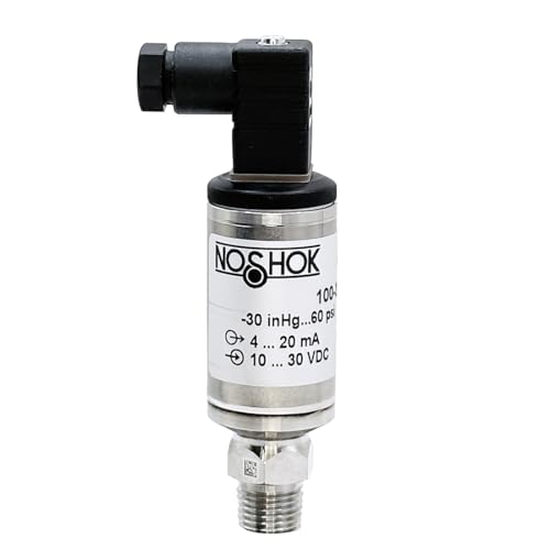 Pressure Transmitter, Wetted Materials: 316 SS,30 inHg to 60 psig, 0.5% Accuracy BFSL, 4 mA to 20 mA Output, 14 NPT Male, Mini-Hirschmann