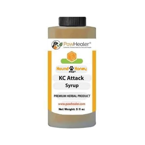 KC Attack Syrup: Hound Honey® - 5 fl oz Natural Herbal Remedy for Symptoms of GaggingHacking Cough After Exposure to Other Dogs - Tastes Good for Picky Eaters - Easy to Administer