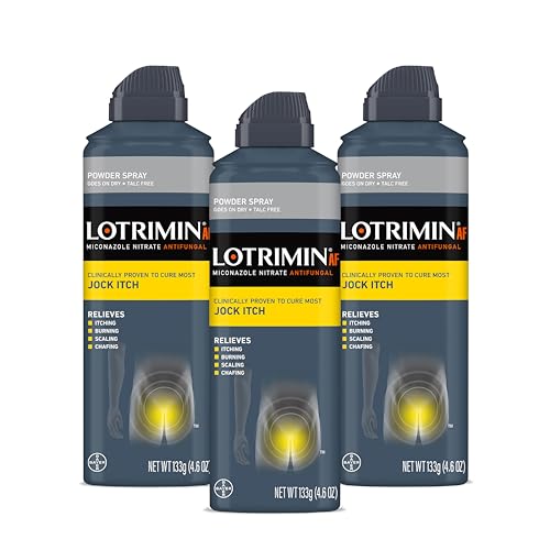 Lotrimin AF Jock Itch Antifungal Powder Spray, Miconazole Nitrate 2% - Treatment of Most Itch, 4.6 Ounces 133 Grams Spray Can Pack 3