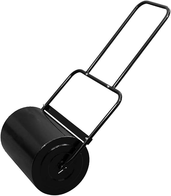 Iron Lawn Roller,Lawn Roller Garden Drum Roller Push Tow Behind, Water Sand Filled Roller for Garden, Lawn, Backyard (19.5in, Black)