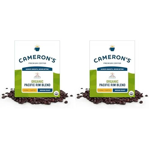 Camerons Coffee Roasted Whole Bean Coffee, Organic Pacific Rim Blend, 4 Pound, Pack of 2