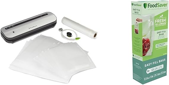 FoodSaver Space-Saving Vacuum Sealer Bundle with Bags and Roll