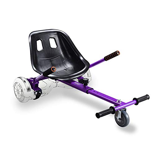 Go Kart for Hoverboard Kart Seat Accessories for Kids Hoverseat Two Wheels Go Car Style Holder for 6.5in 8in 10in purp