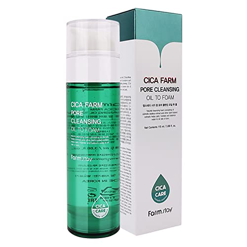 FARMSTAY CICA PORE CLEANSING OIL TO FORM 3.88 oz - Gentle Daily Facial Cleanser for Glowing Skin, Face cleanser for clear skin