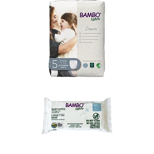 Bambo Nature Premium Training Pants, Size 5 99% Biobased Water Wipes - Case of Each