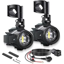 D2 Motorcycle Auxiliary Lights Kit LED Spot Driving Fog Light Pods With Switch Wiring Harness Clamp Mount Brackets Kit for R1200GS F800GS ADV Adventure Touring Streetbike